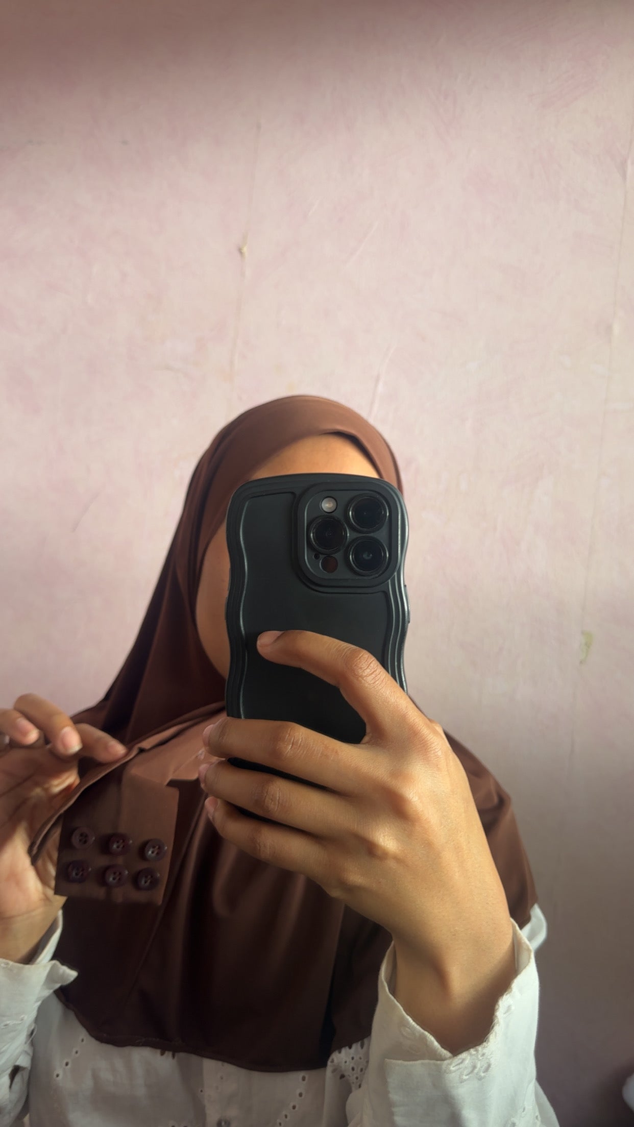 Instant Hijab Jersey Premium Pécan qualité supérieure Boutonné